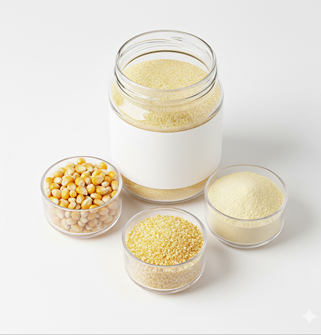 Corn grits texture close-up showing consistent granulation